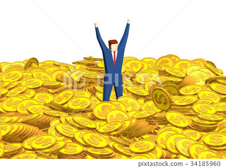 Businessman buried in a lot of coins 34185960
