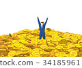 Businessman buried in a lot of coins 34185961
