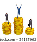 Businessman riding a coin podium 34185962