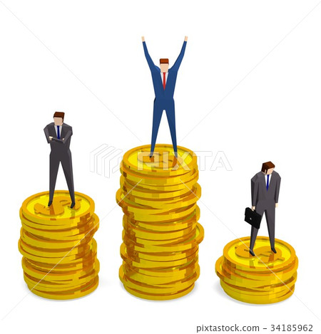 Businessman riding a coin podium 34185962