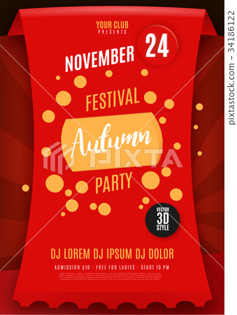 Fall Party. Template for Autumn poster, banner Fall Party. Template for Autumn poster, banner 34186122