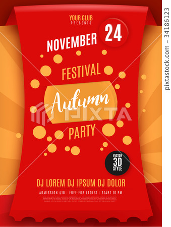 Fall Party. Template for Autumn poster, banner 34186123
