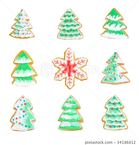 collage gingerbreads christmas tree with snowflake collage gingerbreads christmas tree with snowflake 34186812