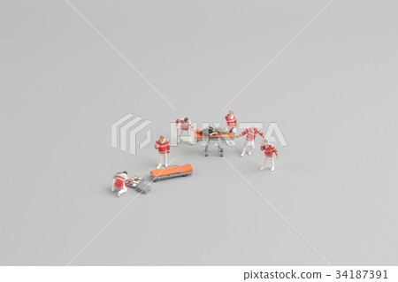 toy and paramedics as toy figures at board toy and paramedics as toy figures at board 34187391