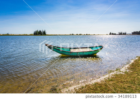 Alone boat in river Alone boat in river 34189113