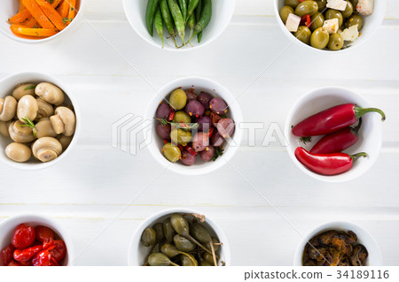 Marinated olives in bowl Marinated olives in bowl 34189116