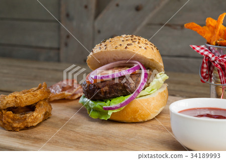 French fried chips on table 34189993
