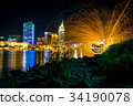 Long exposure of Hochiminh landscape with firework 34190078