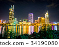 Long exposure of Hochiminh cityscape in night 34190080