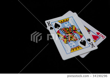High angle view of black chips on table 34190296