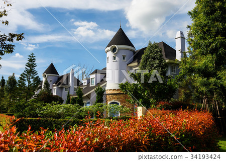 europe style house and beautiful garden 34193424