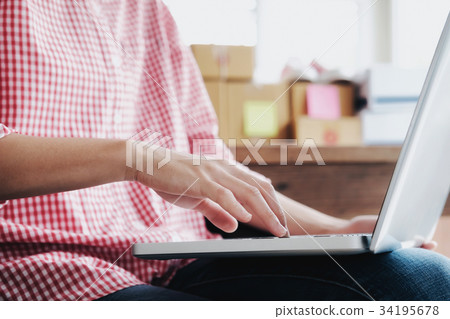 Online seller owner.Online shopping. 34195678