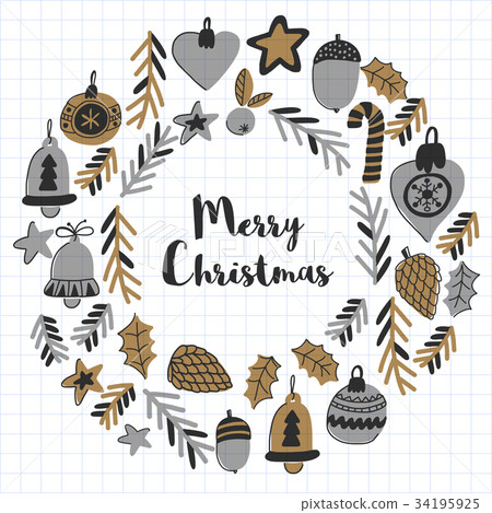 Gold Christmas patterns with christmas bells Gold Christmas patterns with christmas bells 34195925