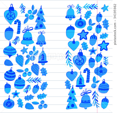Christmas pattern with christmas elements, balls 34195982