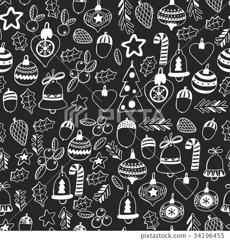 Gold Christmas seamless pattern with christmas 34196455