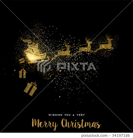 Christmas gold glitter santa claus holiday card Christmas gold glitter santa claus holiday card 34197186