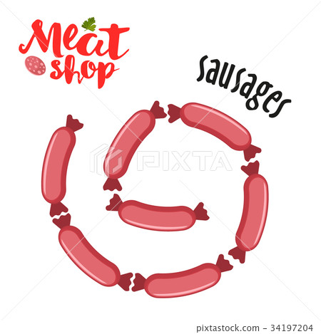 Meat vector - sausages. Fresh meat icon Meat vector - sausages. Fresh meat icon 34197204