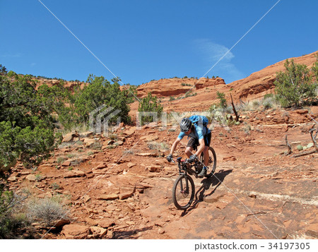 Mountain biker in the red rocks, Sedona, USA 34197305