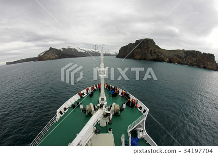 Cruise ship cruising to Deception Island Cruise ship cruising to Deception Island 34197704