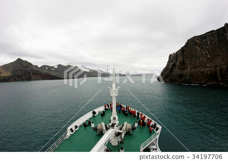Cruise ship cruising to Deception Island Cruise ship cruising to Deception Island 34197706
