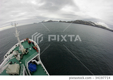 Cruise ship cruising to Deception Island Cruise ship cruising to Deception Island 34197714