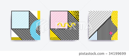 Colorful trend Neo Memphis geometric poster Colorful trend Neo Memphis geometric poster 34199699
