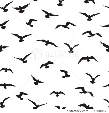 Flying birds tiled pattern. Wildlife background 34200087