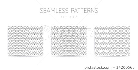 Vector seamless geometric patterns collection with - Stock Illustration ...