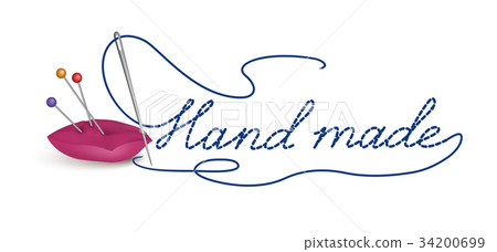 Hand made dress tag Thread, sewing sign Needlework 34200699