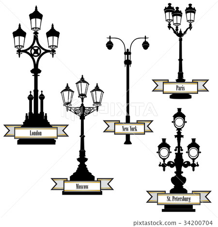 Streetlight city sign London Paris New-York Moscow Streetlight city sign London Paris New-York Moscow 34200704