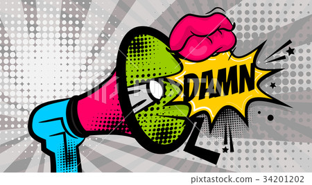 Pop art dot colored halftone background DAMN Pop art dot colored halftone background DAMN 34201202