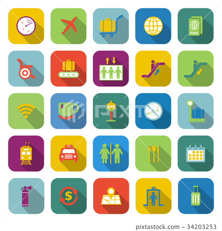 Airport color icons with long shadow 34203253