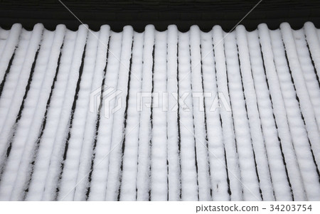 雪，瓦屋頂，城牆，山，和順，全南 34203754