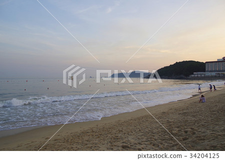在海雲台海灘的日落 34204125