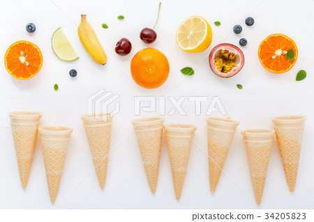 Flat lay various fresh fruits. Flat lay various fresh fruits. 34205823