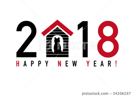 New Year's card template in 2018 New Year's card template English 34206287