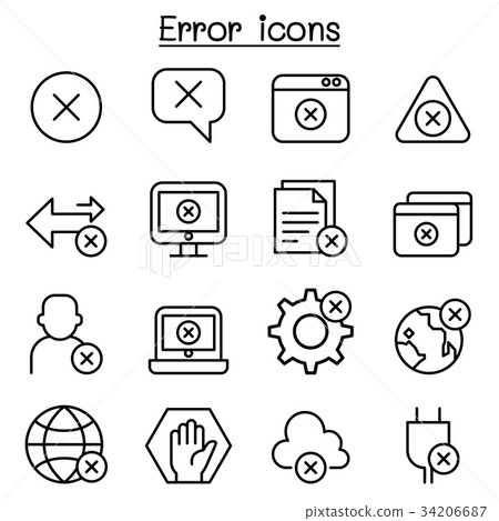 Error icon set in thin line style - Stock Illustration [34206687] - PIXTA