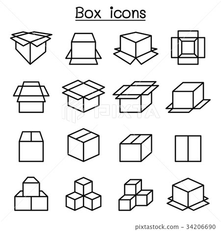 Box icon set in thin line style Box icon set in thin line style 34206690
