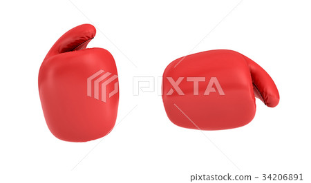 3d rendering of a red right boxing gloves isolated 34206891