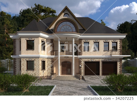 House Photo Realistic Render 3D Illustration 34207225