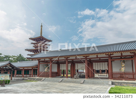 Landscape of Yakushiji temple in ancient city Nara Landscape of Yakushiji temple in ancient city Nara 34211073