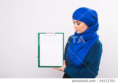 Your text here. Pretty young excited Arab woman 34211701