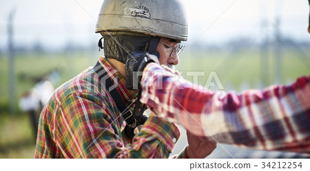 Senior men riding a motorcycle 34212254
