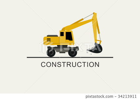 Excavator works flat style Excavator works flat style 34213911