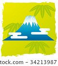 新年的小插圖與背景[富士山] 34213987