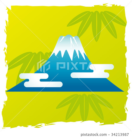 新年的小插圖與背景[富士山] 34213987