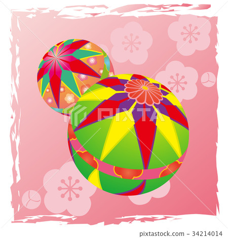 新年的配件與背景的插圖[手冊] 34214014