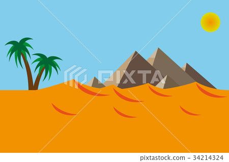 Desert landscape of the pyramid in flat design 34214324