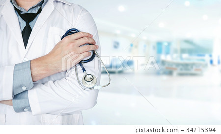 Doctor holding a stethoscope of Hospital ward Doctor holding a stethoscope of Hospital ward 34215394
