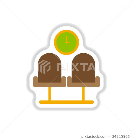 paper sticker on white background airport waiting 34215565
